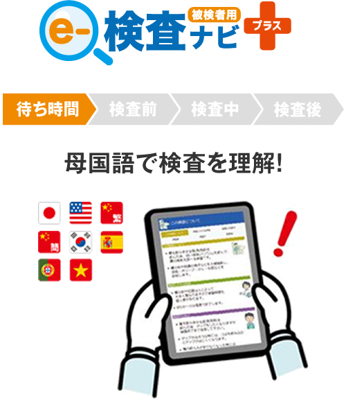 胸部CT検査支援システム eー検査ナビ プラス（被検者用） 母国語で検査を理解！